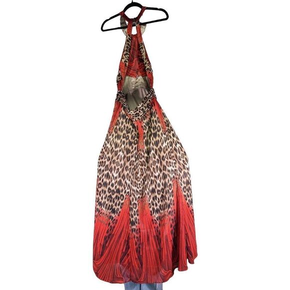Ever Pretty Multicolor Animal Print Backless Halter top Dress Women's 10 - Picture 2 of 11